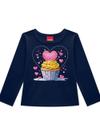 Blusa Manga Longa Kyly 1001520 Infantil Cupcake Com Strass Meia Malha T. 04/08
