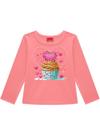 Blusa Manga Longa Kyly 1001520 Infantil Cupcake Com Strass Meia Malha T. 04/08
