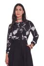 Blusa Manga Longa Matuta Essencial Floral Preto