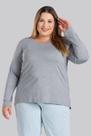 Blusa Manga Longa Mullet Feminina Plus Size em Malha de Viscose com Elastano - Serena Blusa Manga Longa Mullet Feminina Plus Size em Malha de Viscose com Elastano - Serena