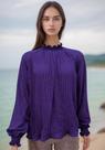 blusa manga longa plissada com gola e punho elasticado blusa manga longa plissada com gola e punho elasticado