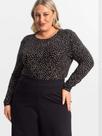 Blusa manga longa plus size estampa poá