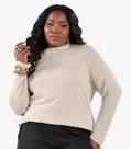 Blusa Manga Longa Plus Size Secret Glam Bege