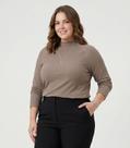 Blusa Manga Longa Plus Size Secret Glam Marrom