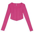 Blusa Manga Longa Teen Básica com Modelagem Cropped