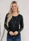 Blusa manga longa vazada preta