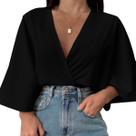 Blusa Manga Morcego Canelada Mallha Estilosa Lisa Cropped