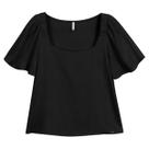 Blusa Manga Princesa Decote Quadrado Combinções Perfeitas