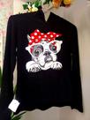 Blusa manguinha malha cachorrinho preta