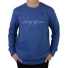 Blusa Masculina Juvenil KingJoe Moletom Slim Logomania Azul MO1000