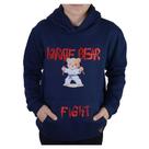 Blusa Masculina Juvenil Pini Gamer Moletom Karate Bear Azul