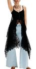 Blusa maxi de renda feminina UAURORAO com alça espaguete floral transparente