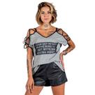 Blusa Maxi Feminina Ombro Ombro Vazado Estampa Frase Fashion Blusa Maxi Feminina Ombro Ombro Vazado Estampa Frase Fashion