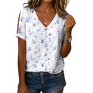 Blusa Medlor Bohemian com estampa floral com decote em V e manga curta