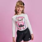 Blusa Menina Cinti Térmica Estampa Ursinha e Strass Off Tamanho:10