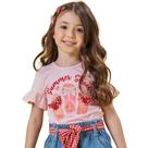 Blusa Menina Kukiê em Cotton Estampa Chinelinhos Rosa Tamanho:3Cor:Igual da foto