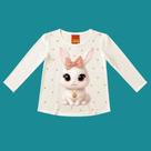 Blusa Menina Kyly em Cotton Coelhinha na cor Off White Tamanho:2