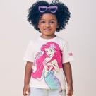 Blusa Menina Momi Algodão Estampa Lúdica Princesa Ariel Branca Blusa Menina Momi Algodão Estampa Lúdica Princesa Ariel Branca