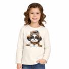Blusa Meninas Manga Longa Mescla Gelo Cachorro de Óculos Kyly Tamanho:6 anos