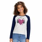 Blusa Meninas Manga Longa Mescla White Headphone Coração Kyly Tamanho:16 anos