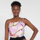 Blusa Mercatto Cropped Alças Amarração Feminina