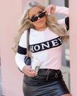 Blusa Modal Rosa Com branco Tamanho M