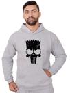 Blusa Moletom Bart Masculina Caveira Com Bolso e Capuz Cinza