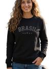 Blusa Moletom Brasil Cinza Gola Careca Unissex Sem Capuz Liso Premium