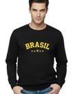 Blusa Moletom Brasil Masculino Gola Careca Sem Capuz Liso Premium