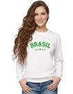 Blusa Moletom Brasil Verde Gola Careca Unissex Sem Capuz Liso Premium