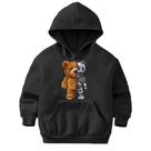 Blusa Moletom Canguru Infantil - Casaco Infantil Urso Robô, Moletom com Capuz e Bolso, Roupas de Fri