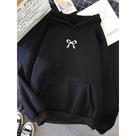 Blusa Moletom Canguru Preta Unissex Com Capuz Bolso Frio Inverno casaco jaqueta algodão estampa laço