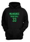 Blusa Moletom Capuz Basquete Milwaukee Basketball Número 33