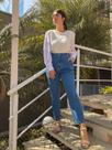 Blusa Moletom Com Manga Em Tricoline - Cor Branco