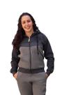 Blusa Moletom Feminina Flanelada com bolsos e Capuz Grafite com Mescla escuro