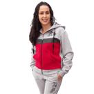 Blusa Moletom Feminina Flanelada com bolsos e Capuz Mescla claro com Pink