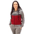 Blusa Moletom Feminina Flanelada com bolsos e Capuz Mescla escuro com vinho