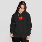 Blusa Moletom Feminino Canguru Com Capuz Coração Batimentos Blusa Moletom Feminino Canguru Com Capuz Coração Batimentos