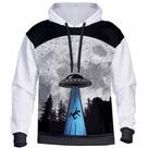 Blusa Moletom Masculino Feminino Estampa de Aliens ET 3D Com Capuz Flanelada Confortável