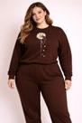Blusa Moletom Plus Size Feminina Estampada Flor