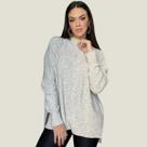 Blusa Mousse Tricot Manga Comprida Moda Fenda Lateral Outono/Inverno
