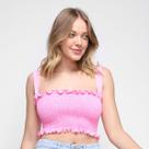 Blusa My Favorite Thing s Cropped Lastex Alças Feminina