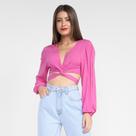 Blusa My Favorite Things Cropped Multi Amarrações Manga Longa Feminina