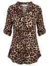 Blusa Ninedaily, manga 3/4, decote em V, feminina, estampa de leopardo de verão Blusa Ninedaily, manga 3/4, decote em V, feminina, estampa de leopardo de verão
