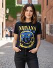 Blusa Nirvana Red Hot Camiseta Baby Look Banda de Rock Feminina BoNired