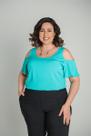 Blusa Ombro a Mostra Verde Agua