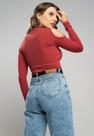 Blusa Ombro Vazado Manga Longa Canelada Terracota Salvatore