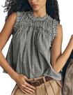Blusa OPCAKM casual xadrez Babydoll sem mangas Peplum