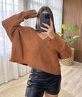 Blusa Over Decote V Tricot Inverno