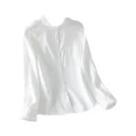 Blusa Oversized Floral Jacquard plus Size Para Mulheres, Estilo Retro Francês, Colarinho Branco,